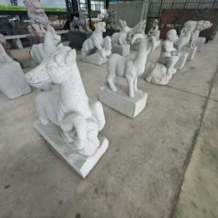 贵港芝麻白雕刻 十二生肖 异形雕刻